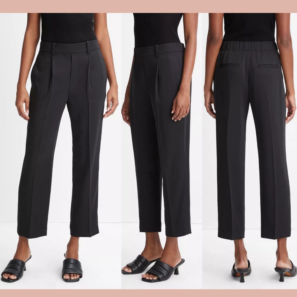 NEW $325 Vince [ PLUS 3X ] Mid-Rise Tapered Pull-On Pant in Black‎ #Q1036